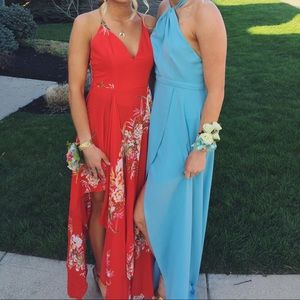 Red floral maxi dress